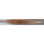 Hardwood ceremonial tribal spear with carved decoration, L99cm