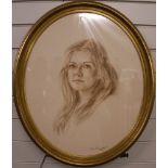 Four Jocelyn Galsworthy oval pastel portraits, each signed and dated 1983/4 to lower edge, maximum