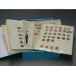 A box file of European stamps including early issues on loose album pages