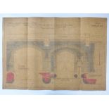 Tower Bridge, London, Victorian architect's or civil engineering drawing depicting the Northern