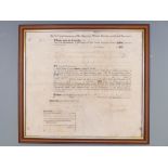 A framed George III deed relating to Cirencester