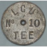 Edwardian Ladies Golf Union cast metal circular No.10 tee plaque, diameter 15cm