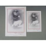 Two Stephen Doig Geoff Hurst signed prints, one 42 x 30cm, the other 30 x 20cm