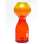 Blenko USA amberina glass vase, 28cm tall.