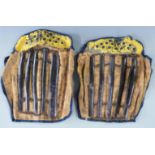 A pair Japanese Edo period Shino suneate (shin guards), L26cm