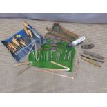 Collection of woodworking tools including carving chisels by Ward, Woodcock, Addis, Marples,