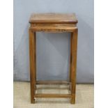 A 19th/20thC Chinese carved elm table or stand, W40 x D28 x H78cm