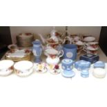 Royal Albert Old Country Roses teaware, including two teapots, twelve cups etc, 53 pieces in total