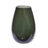 Mike Cripps for Whitefriars Pinched Soda vase, pattern no. 9631 in shadow green, 15cm tall.