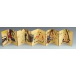 20thC Chinese erotic folding book with five scenes, 17 x 116cm when extended