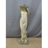 A garden figure of a semi nude maiden, H113cm