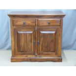 An Eastern hardwood small sideboard, W100 x D46 x H90cm