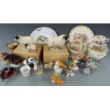 Royal Albert and Doulton Bunnykins nursery ware, Wedgwood, Lomonosov figure, Branksome china dogs,