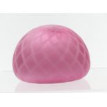 Thomas Webb pink quilted satin glass paperweight, 9.5cm in diameter.