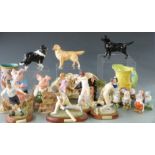 Royal Doulton Captain Bligh character jug, Beswick dogs, Royal Worcester child figure, Wade Nat West