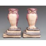 Marcel Andre Bouraine (French 1886-1948) pair of Art Deco pottery figural owl bookends, impressed/