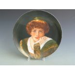 Large hand painted charger, depicting Desdemona from Othello (original by Lord Frederic Leighton)