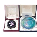 Two Caithness limited edition glass paperweights White and Pink Spray and Traditional Pool, both