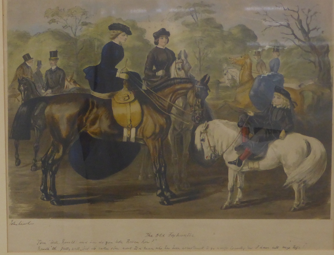 Four 19thC John Leach hunting/horse riding prints, each approximately 47 x 64cm - Image 2 of 15