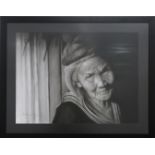 Manoon Kungpookaew (katy) pencil drawing of an elderly lady, signed, dated 2002 and Chiang Mai,