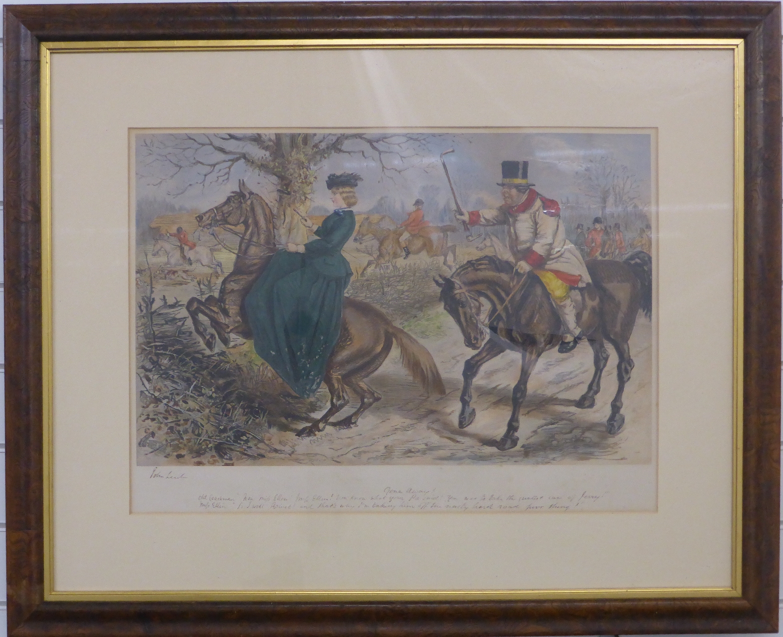 Four 19thC John Leach hunting/horse riding prints, each approximately 47 x 64cm - Image 5 of 15