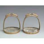 Pair of 19th century Chinese bronze/brass stirrups, H17cm