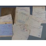 Quantity of receipts and paperwork relating to Grist & Co. Ltd, Inchbrook near Stroud, including
