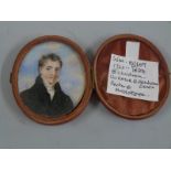 A 19thC portrait miniature of Reverend William Elliot of Mabelthorpe and Henham, Essex, with details