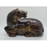 19thC Chinese jade/jadeite model of a horse, 12 x 18cm