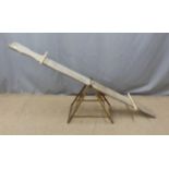 Vintage child's see-saw garden toy, length 188cm