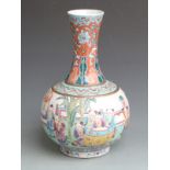 Chinese famille verte pedestal vase, 36cm tall