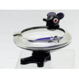 Murano style glass mouse ashtray/bowl in the style of Mickey Mouse, 15cm in diameter.