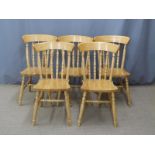 A set of five pine Windsor dining chairs