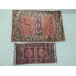 Two small rugs, one 130cm x 88cm, the other 95cm x 50cm