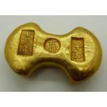 Chinese gilt ingot/trade token, length 6cm