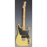 Fender Squier, electric lead / rhythm guitar in blonde lacquered finish with black scratch plate,