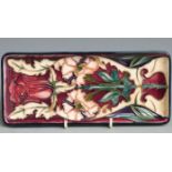 Moorcroft  pen tray signed to base and dated 2000 with box, 20 x 9cm