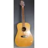 Jasmine 6 string acoustic guitar, model FS60 by Takamine,  fitted with steel strings and electric