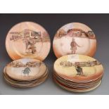Seventeen Royal Doulton Dickens Series Ware plates, largest diameter 27cm