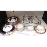Aynsley dinnerware decorated in the Georgian pattern together with other Aynsley ware with turquoise