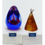 Two Caithness limited edition glass paperweights, Sacred Spirit and Red Alert, tallest 10cm