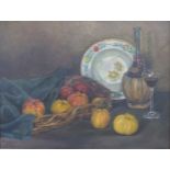Tomanek Marie oil on canvas still life of fruit, signed and Wien 1918 lower left, 53 x 68cm