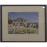 P McNeil pen and watercolour Broadstairs, Kent, harbourside scene, signed and titled lower left,