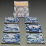 Six 18thC Delft tiles and a signed copy of 'Deftware Tiles' by Hans Van Lemmen