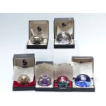 Six Selkirk paperweights, some limited editions, all in original boxes with certificates of