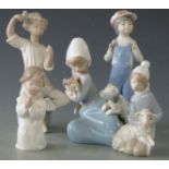 Five Lladro child figures, tallest 21cm
