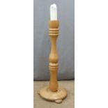 Turned wooden candle stand, height 93cm