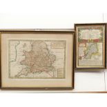 Gloucestershire map Sailsbury to Campden and a map of the South part of Great Britain by Moll, 19