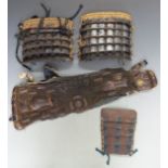 Mixed items of Japanese Edo period yoroi (armour) including Kusazur and sode (shoulder guards), some