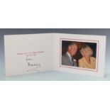 HRH Prince Charles and Camilla photographic Christmas card depicting the couple, signed /